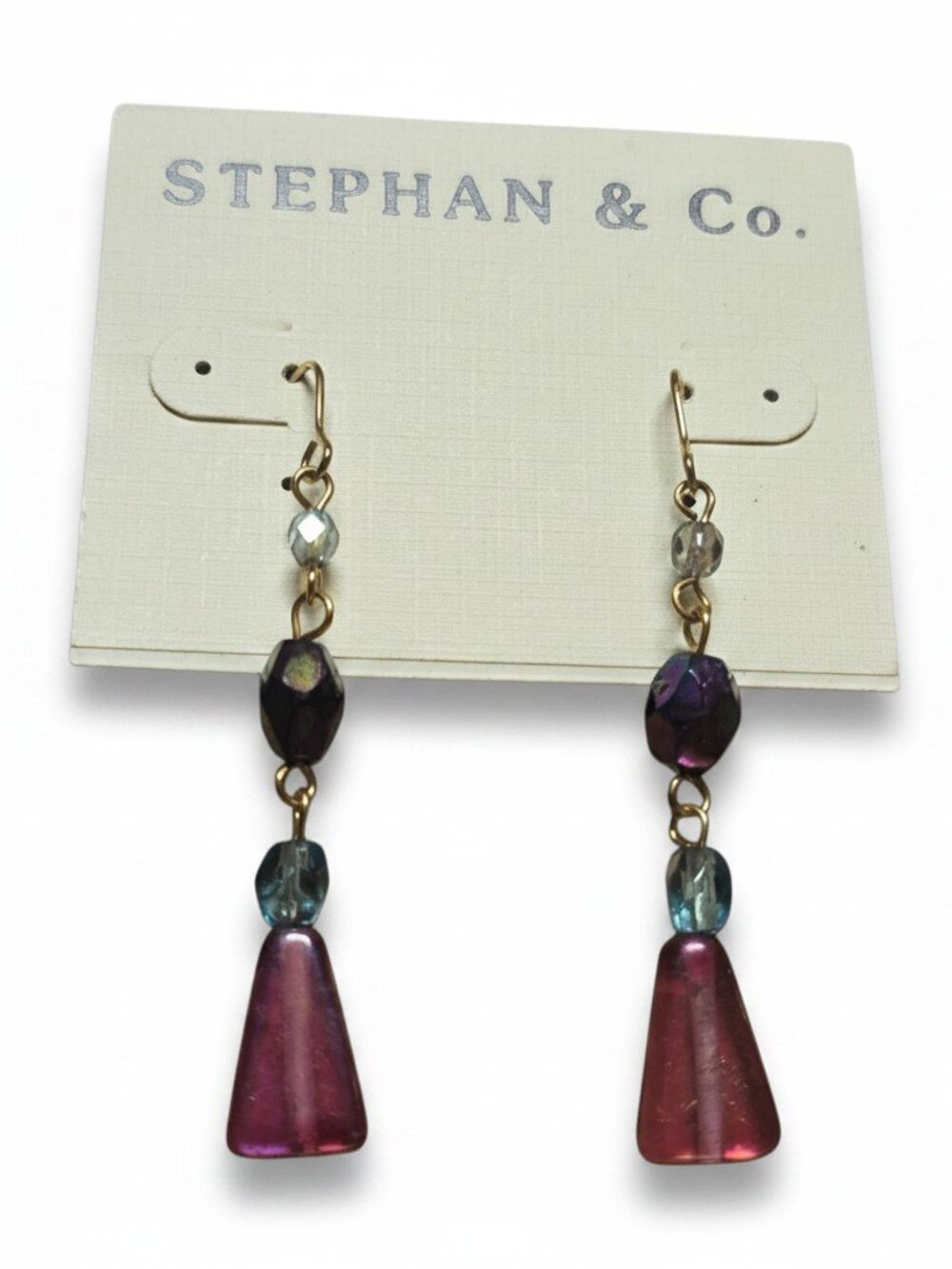 Stephan & Co Women's Gold Plated Purple Blue Hook Earrings